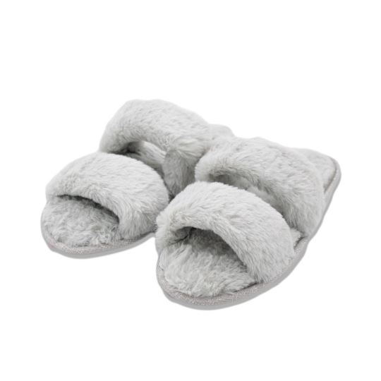 YOOYU LİNA KADIN ÇİFT BANTLI PELUŞ EV TERLİĞİ GRİ